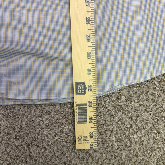 Brooks Brothers Shirt Men 17 1/2-33 Blue Yellow Long Sleeve Button Regent - Picture 9 of 10